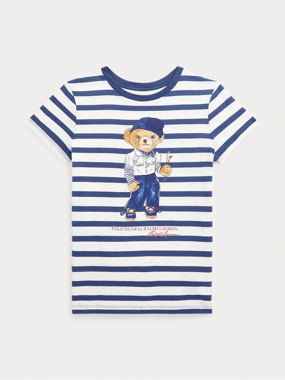 Ralph Lauren Polo Bear Striped Cotton Tee Kids Painting Artist Sailor Coastal 6